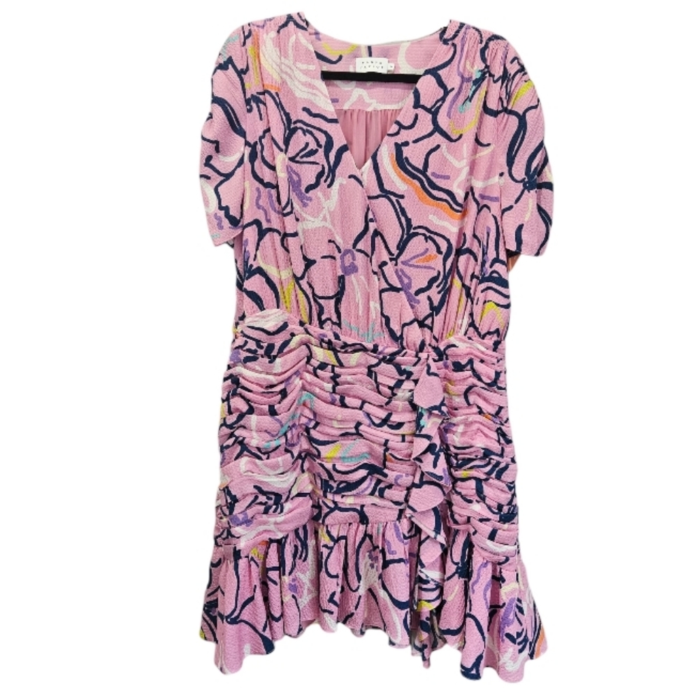 Tanya Taylor zora Short Sleeve Squiggle Silk Dress